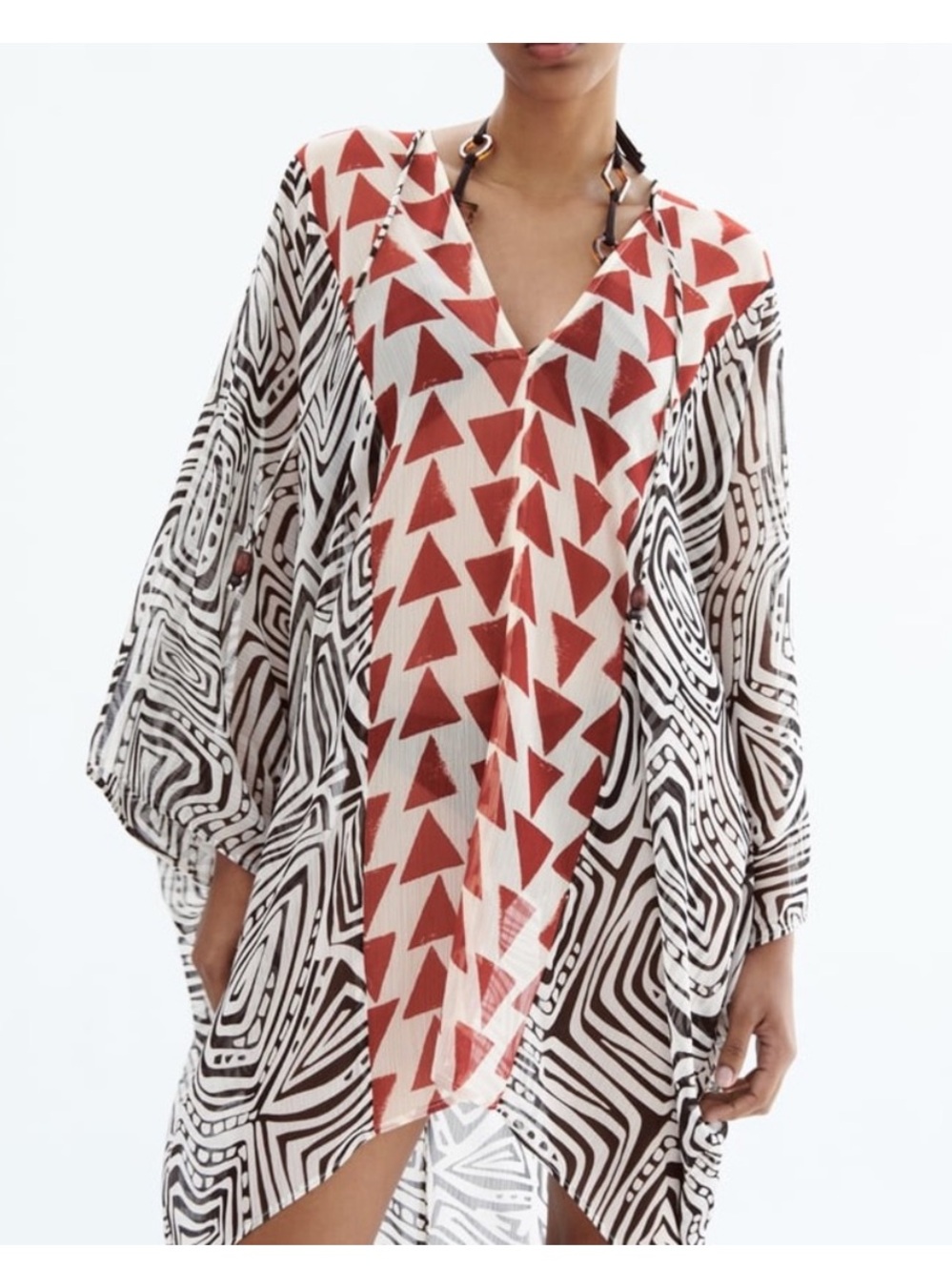 Zara Beach Resort Kaftan Print CoverUp Dress